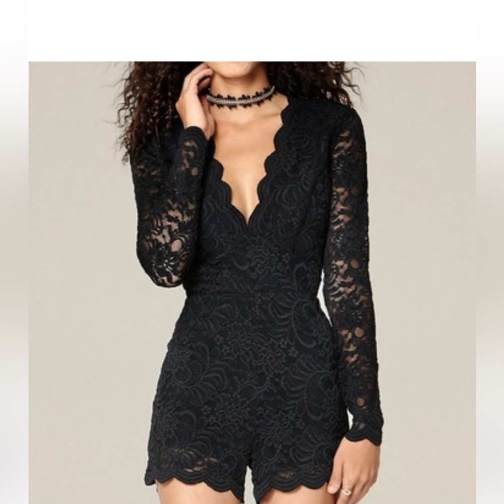 SEXY Bebe Black Lace Romper 10 - Picture 2 of 12